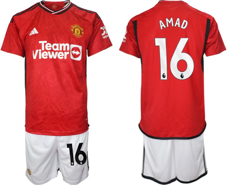 Men 2023-2024 Club Manchester United home red #16 Soccer Jersey
